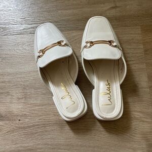 Lulus backless white loafers